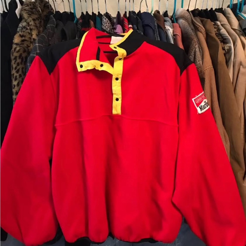 Vintage Marlboro Snap Fleece Red and Black Men's Jacket